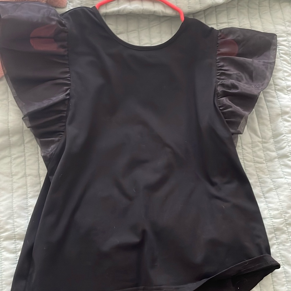 TCEC black shirt with tulle sleeves